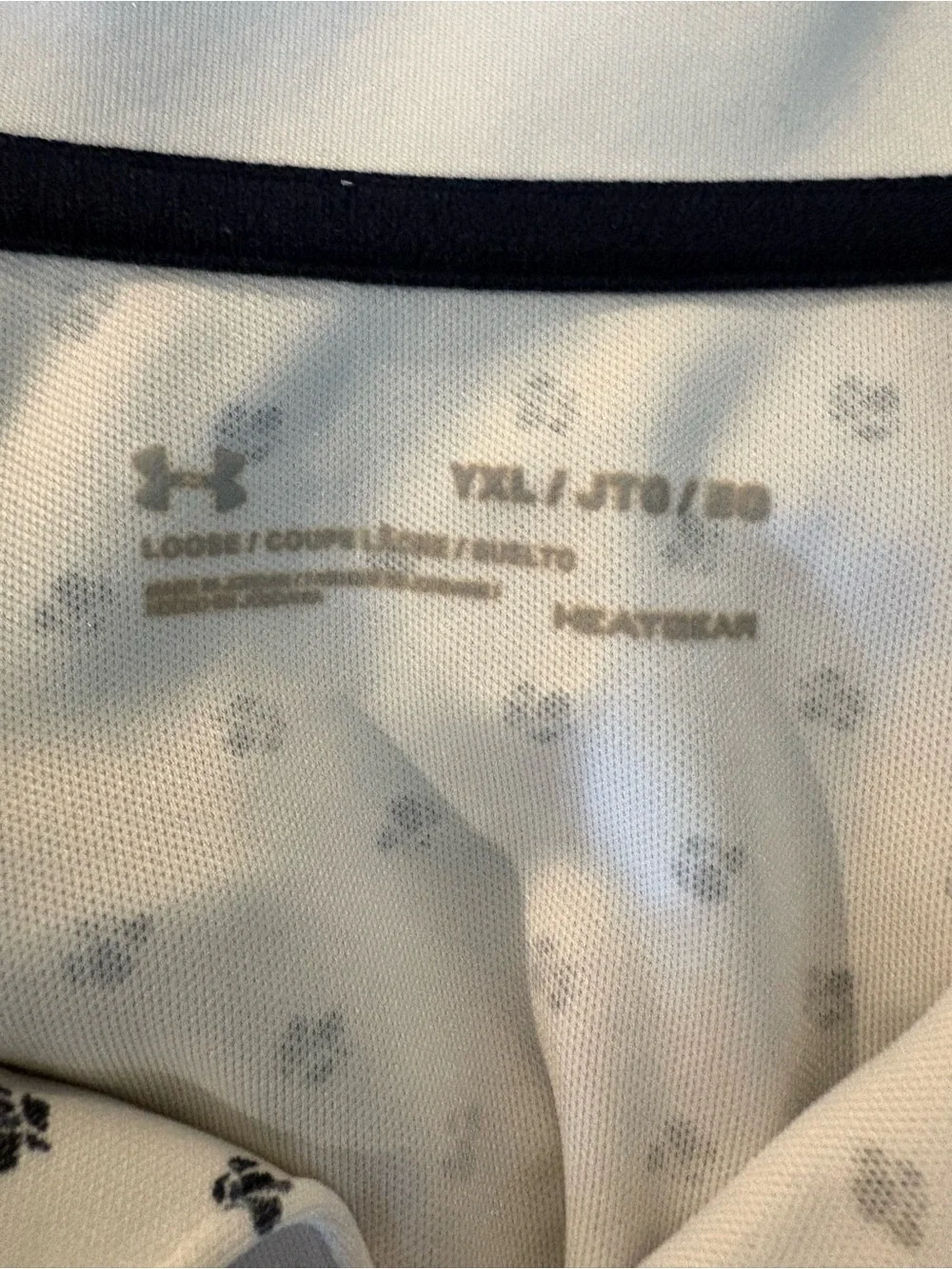 Boy’s Under Armour White Polo with Navy Micro Dot Print